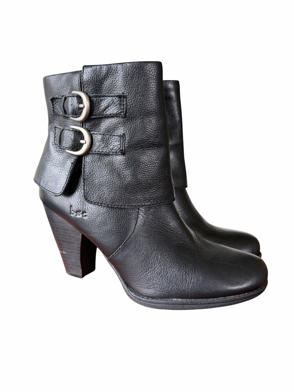 BOC Born Concepts Black Leather Ankle Boots With Buckle Women Size 10